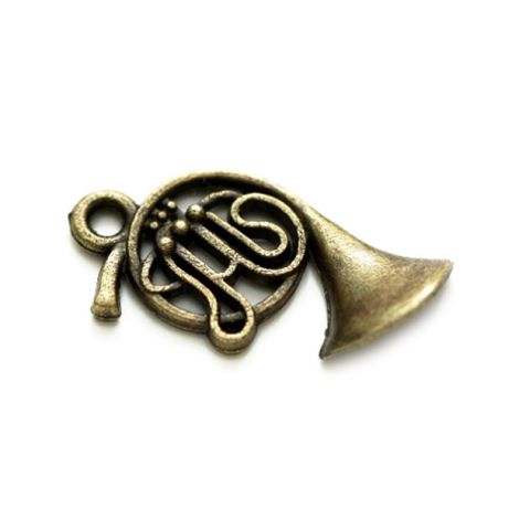Zawieszka metalowa Charms ScrapBerry's Trąbka Brąz, 22mm